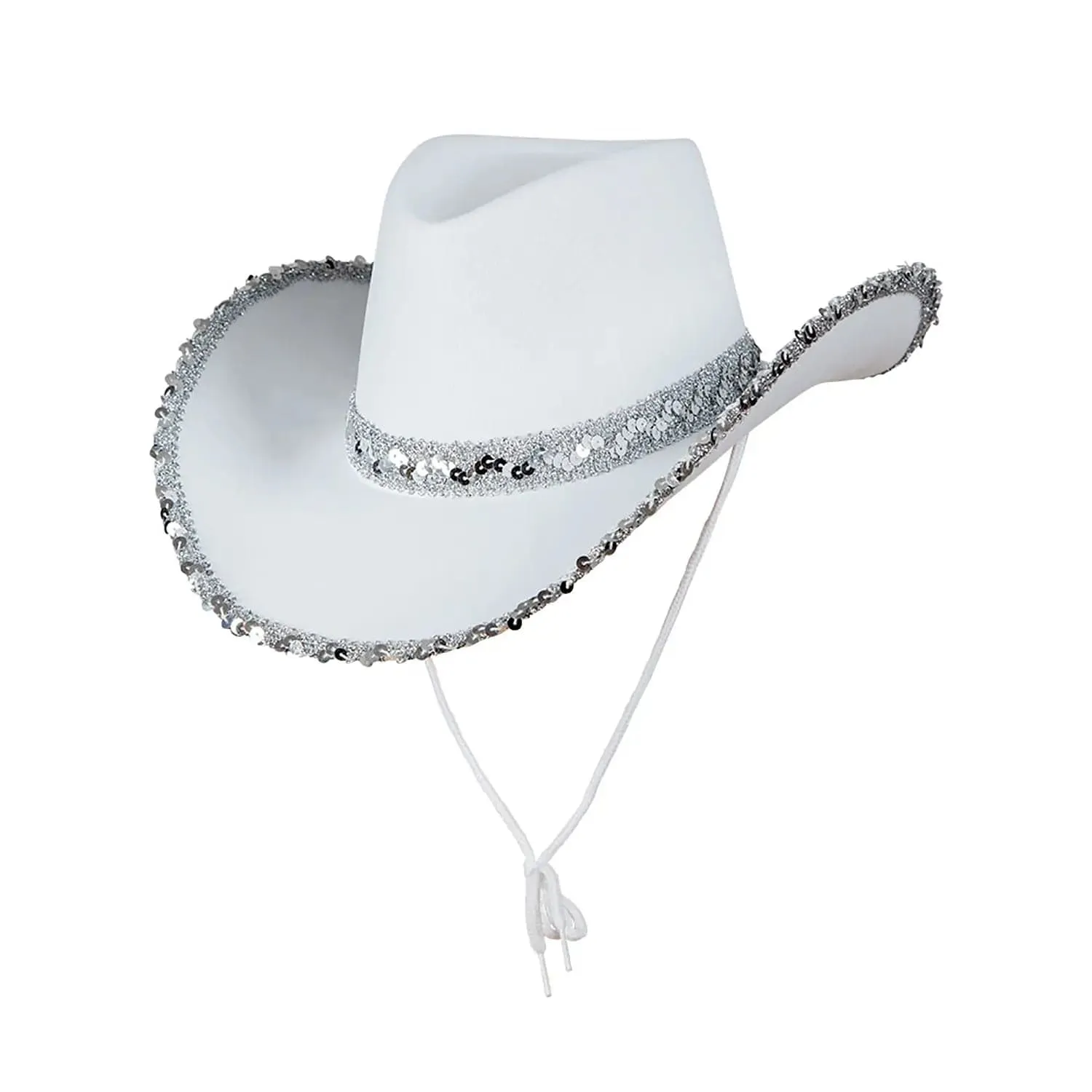 Texan Cowgirl Hat Sequins Silver Braid Hen Night Fancy Dress