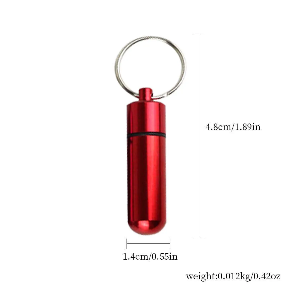 US 6-12 Aluminum Metal Pill Box Case Organizer Keychain Outdoor Medicine Bottle