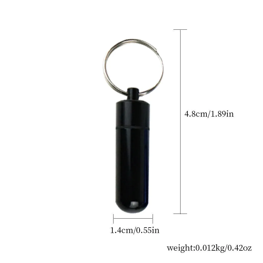 US 6-12 Aluminum Metal Pill Box Case Organizer Keychain Outdoor Medicine Bottle