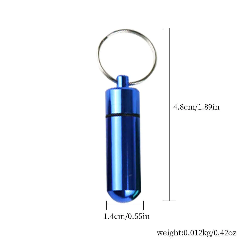 US 6-12 Aluminum Metal Pill Box Case Organizer Keychain Outdoor Medicine Bottle