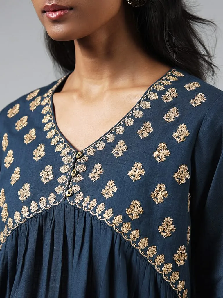 Utsa Blue Zardozi Embroidered Tunic