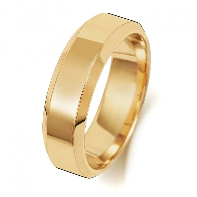 Wedding Band 9ct Gold Wedding Bevelled Edge Ring W146H