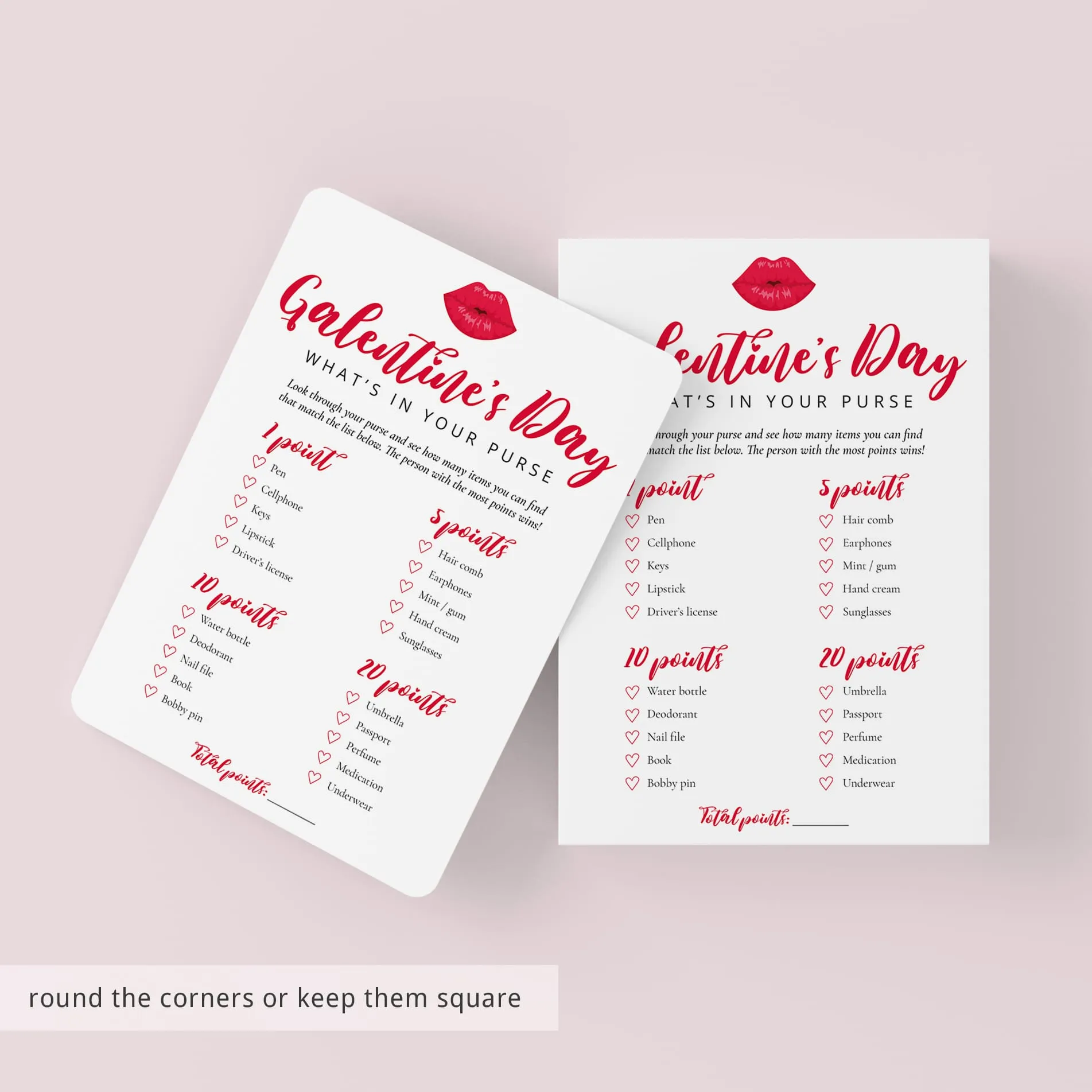 What's In Your Purse Game for Galentine's Day Printable