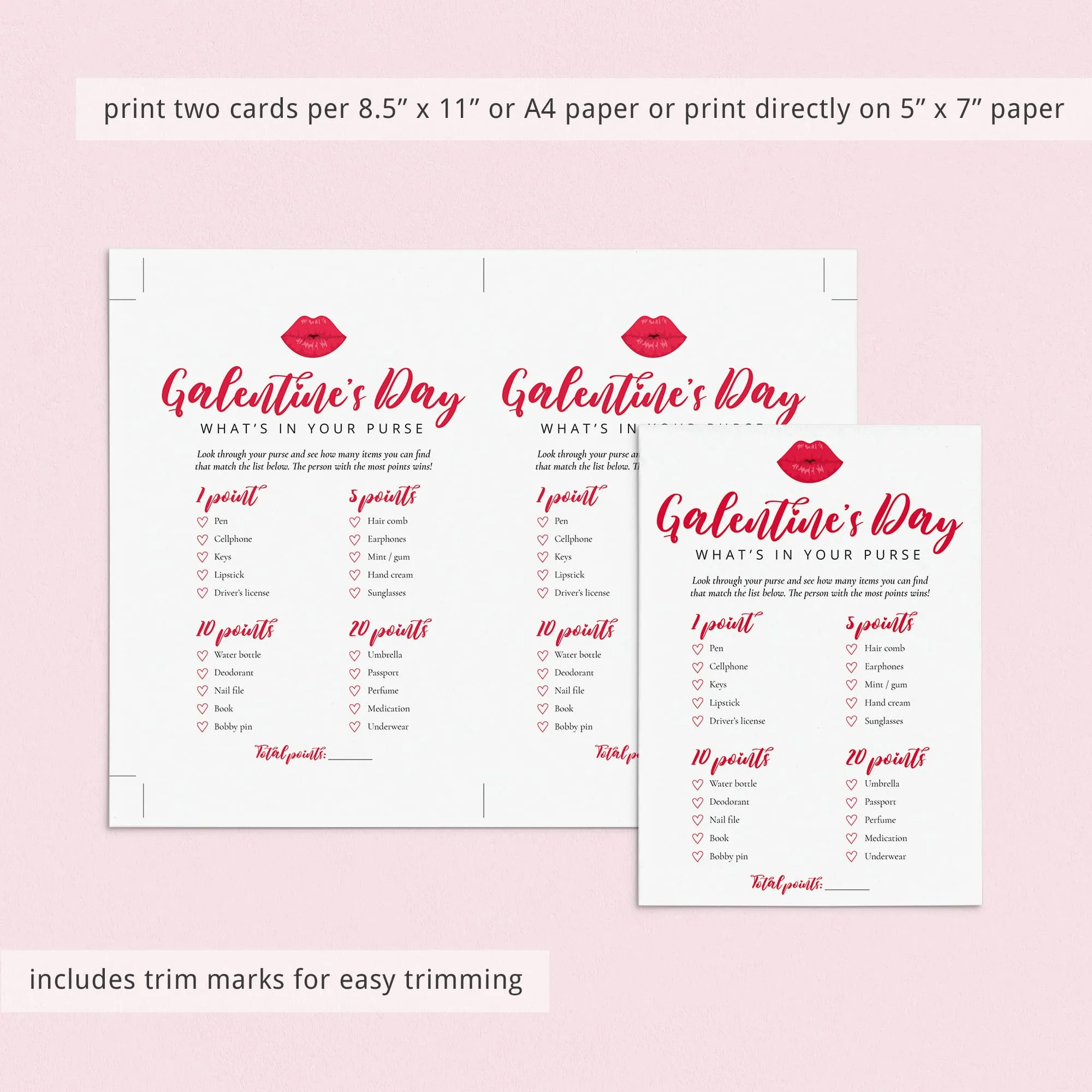 What's In Your Purse Game for Galentine's Day Printable