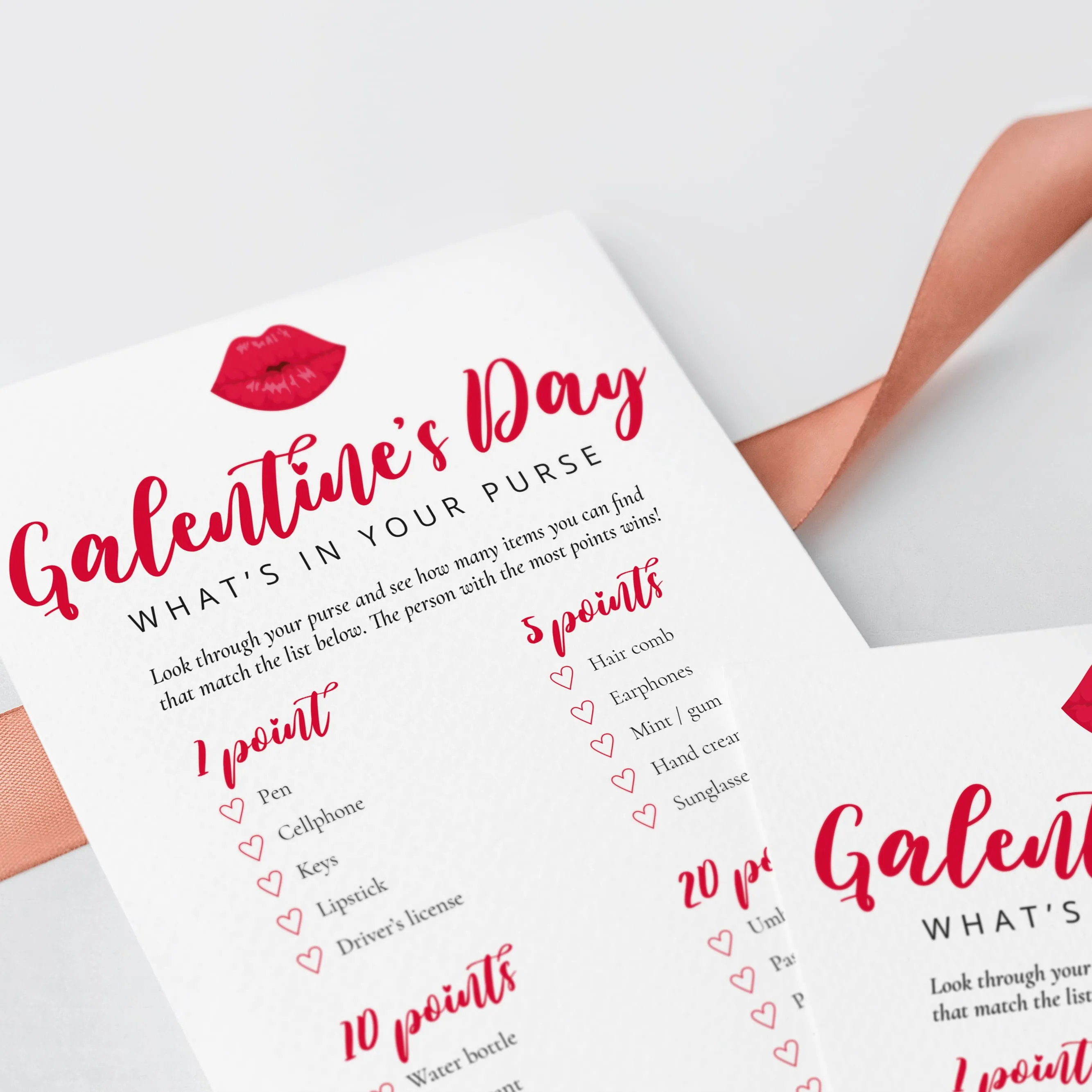 What's In Your Purse Game for Galentine's Day Printable