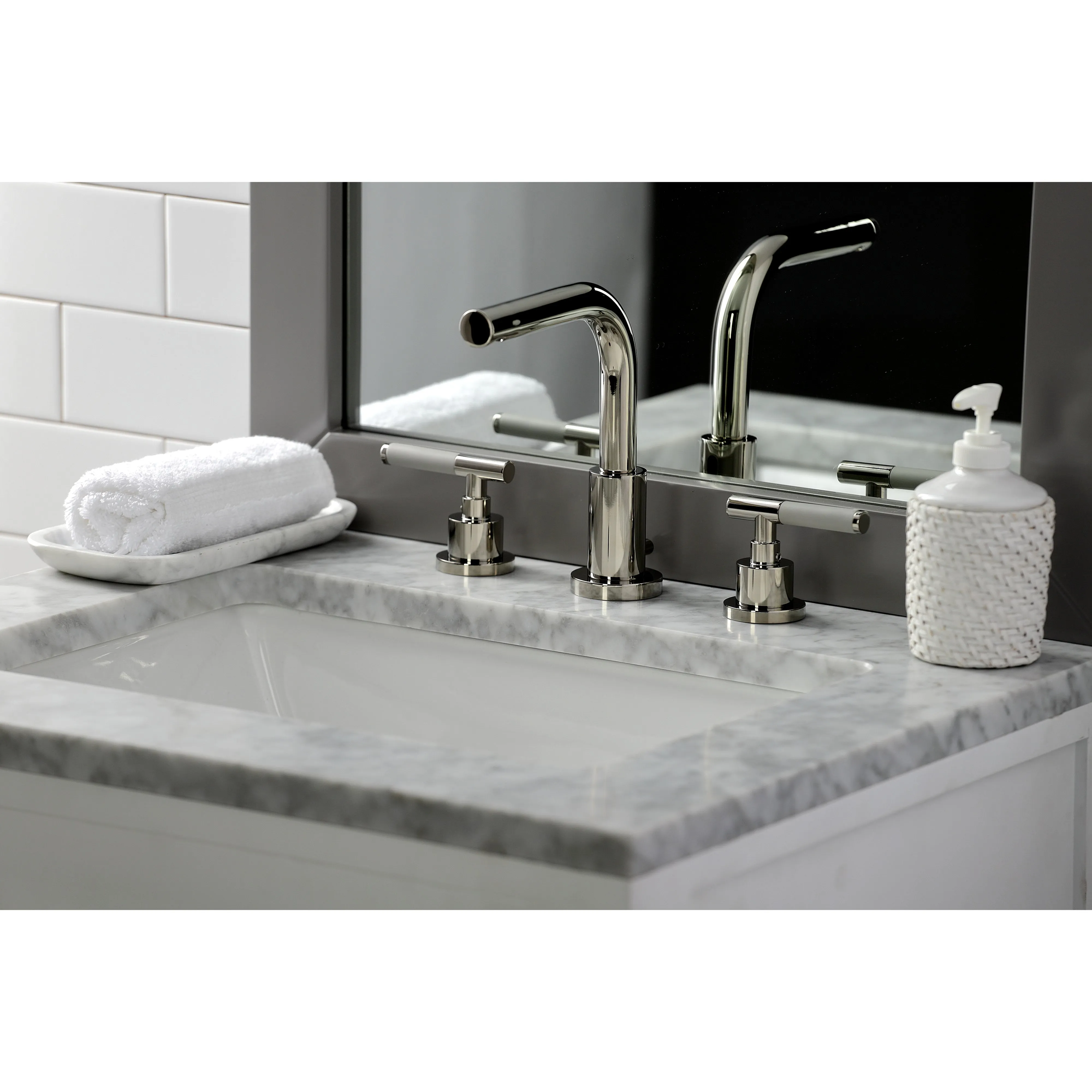 Widespread Bathroom Faucet with Brass Pop-Up