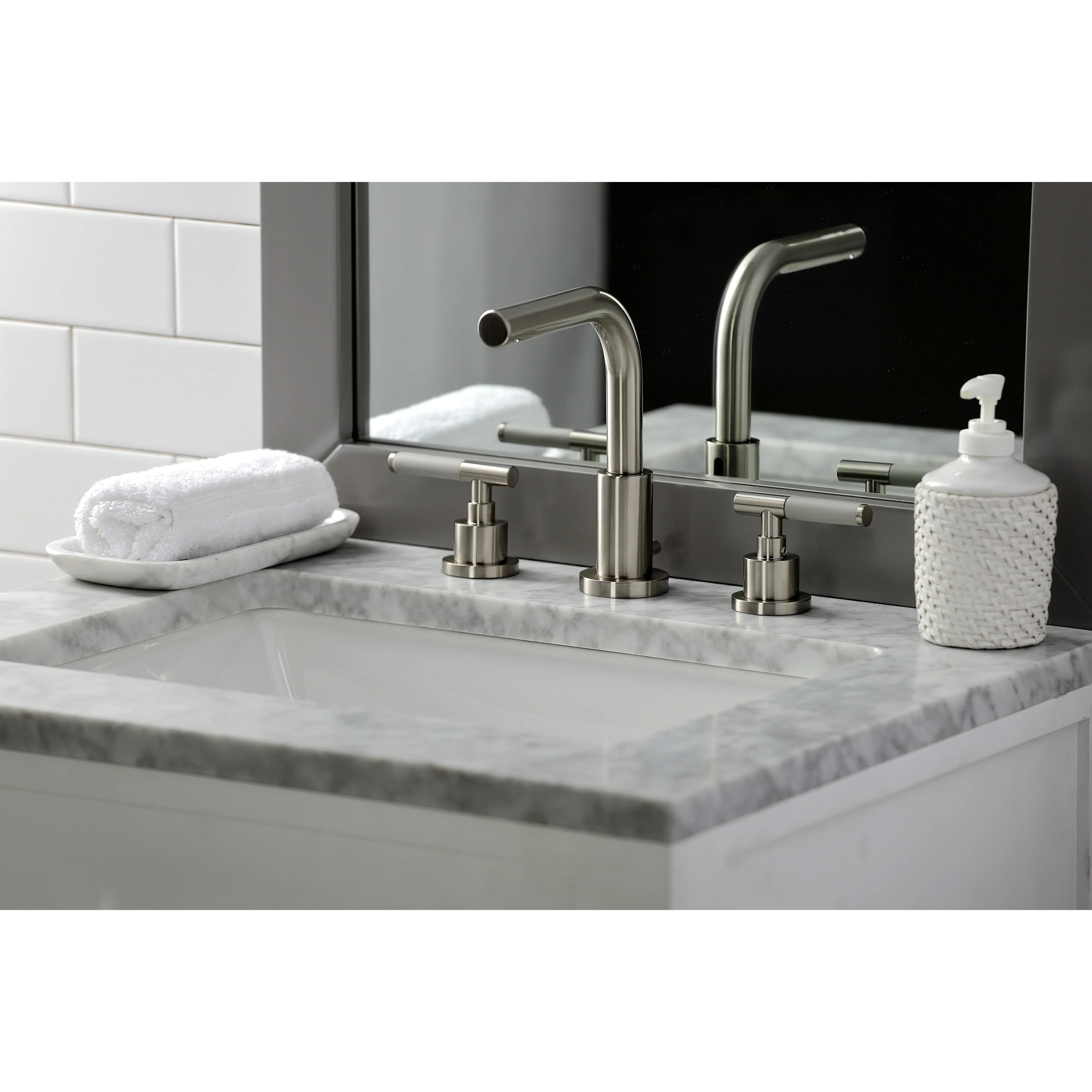 Widespread Bathroom Faucet with Brass Pop-Up