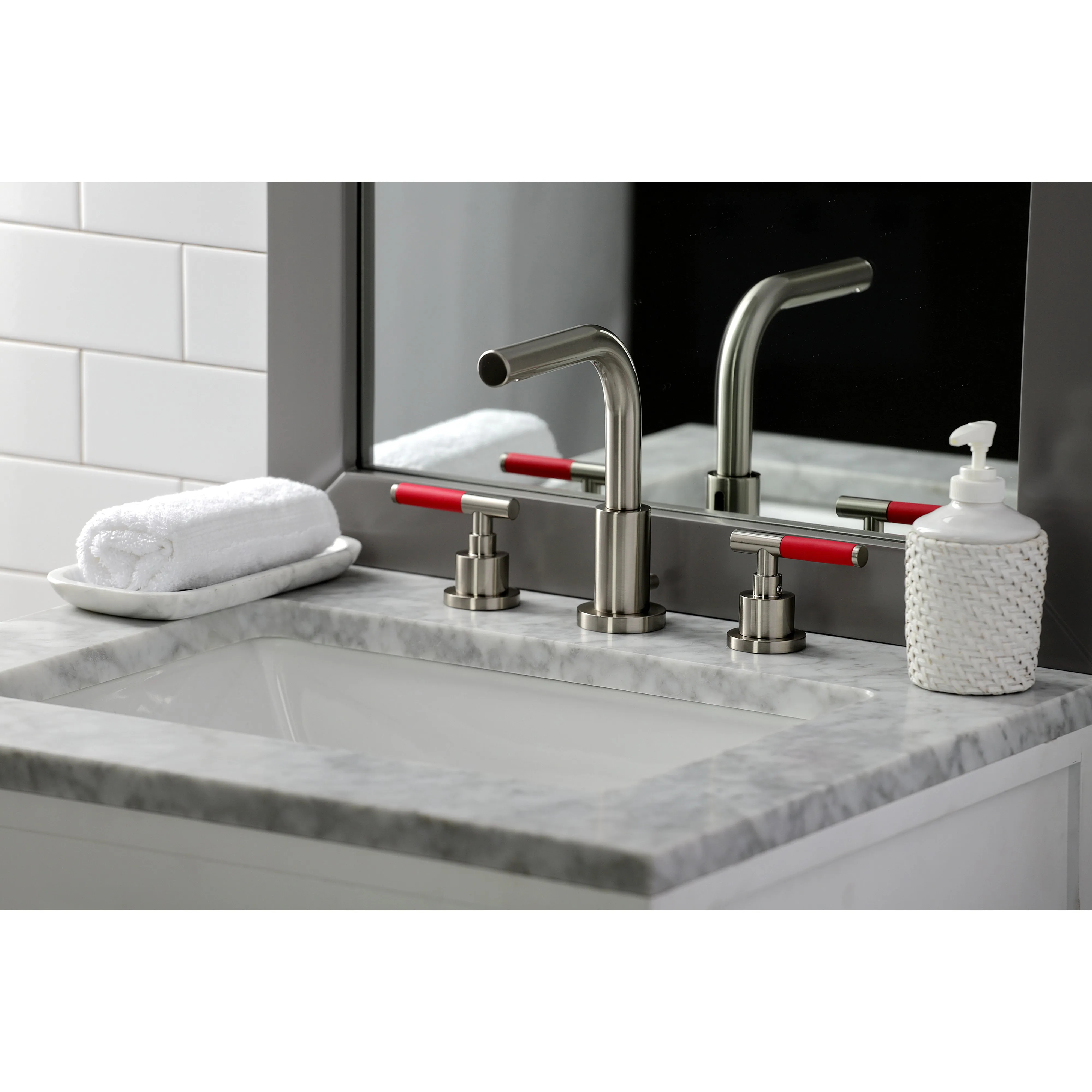 Widespread Bathroom Faucet with Brass Pop-Up