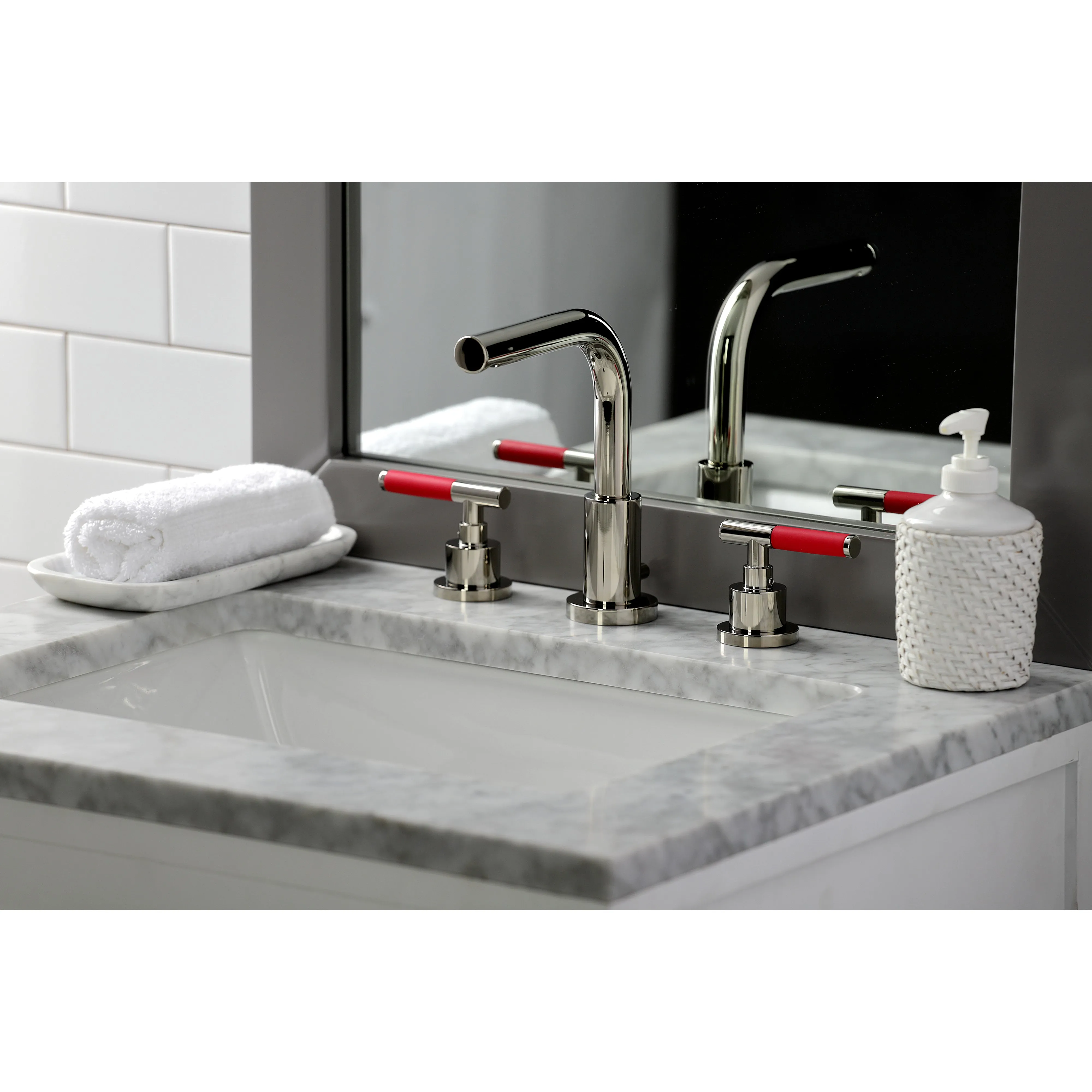 Widespread Bathroom Faucet with Brass Pop-Up