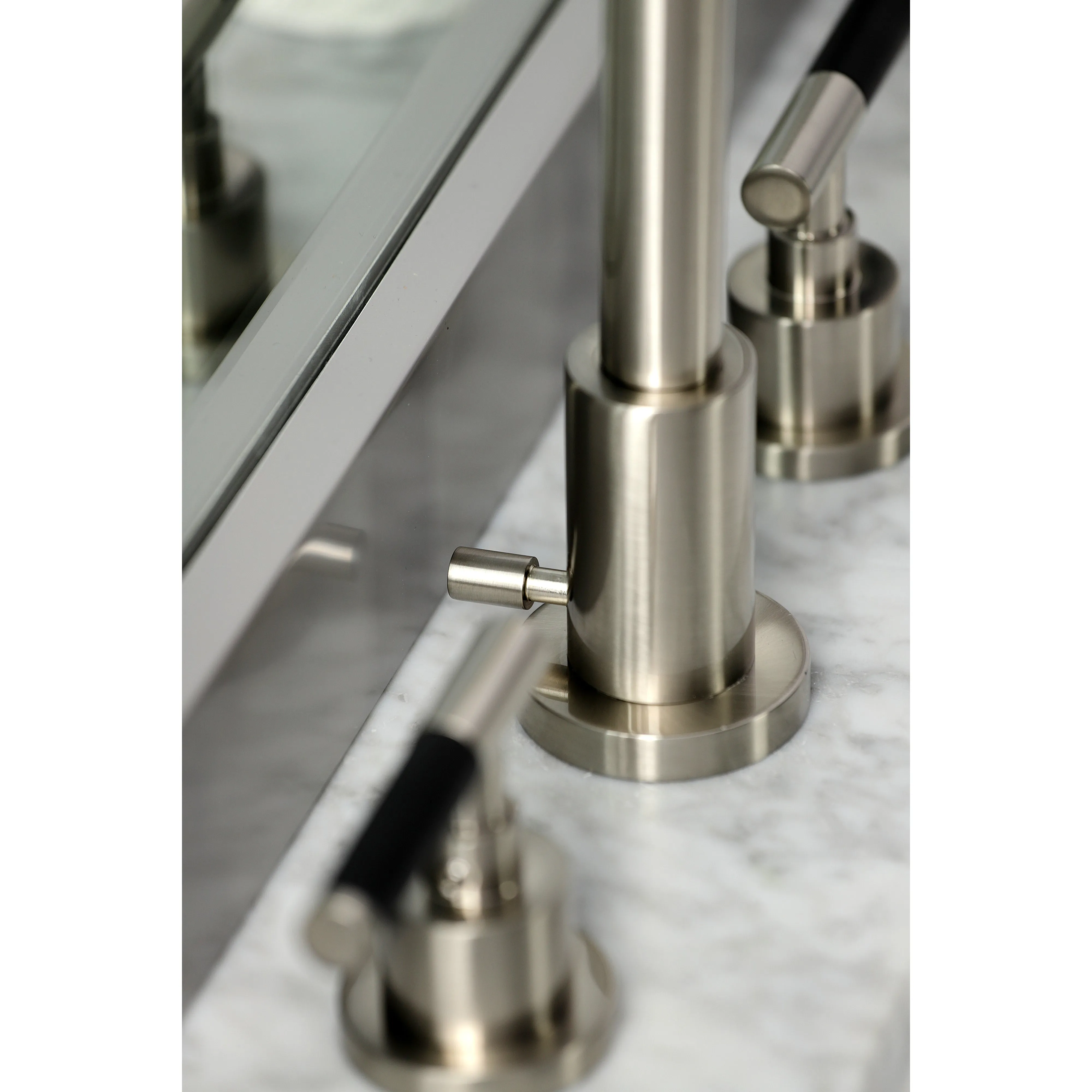 Widespread Bathroom Faucet with Brass Pop-Up