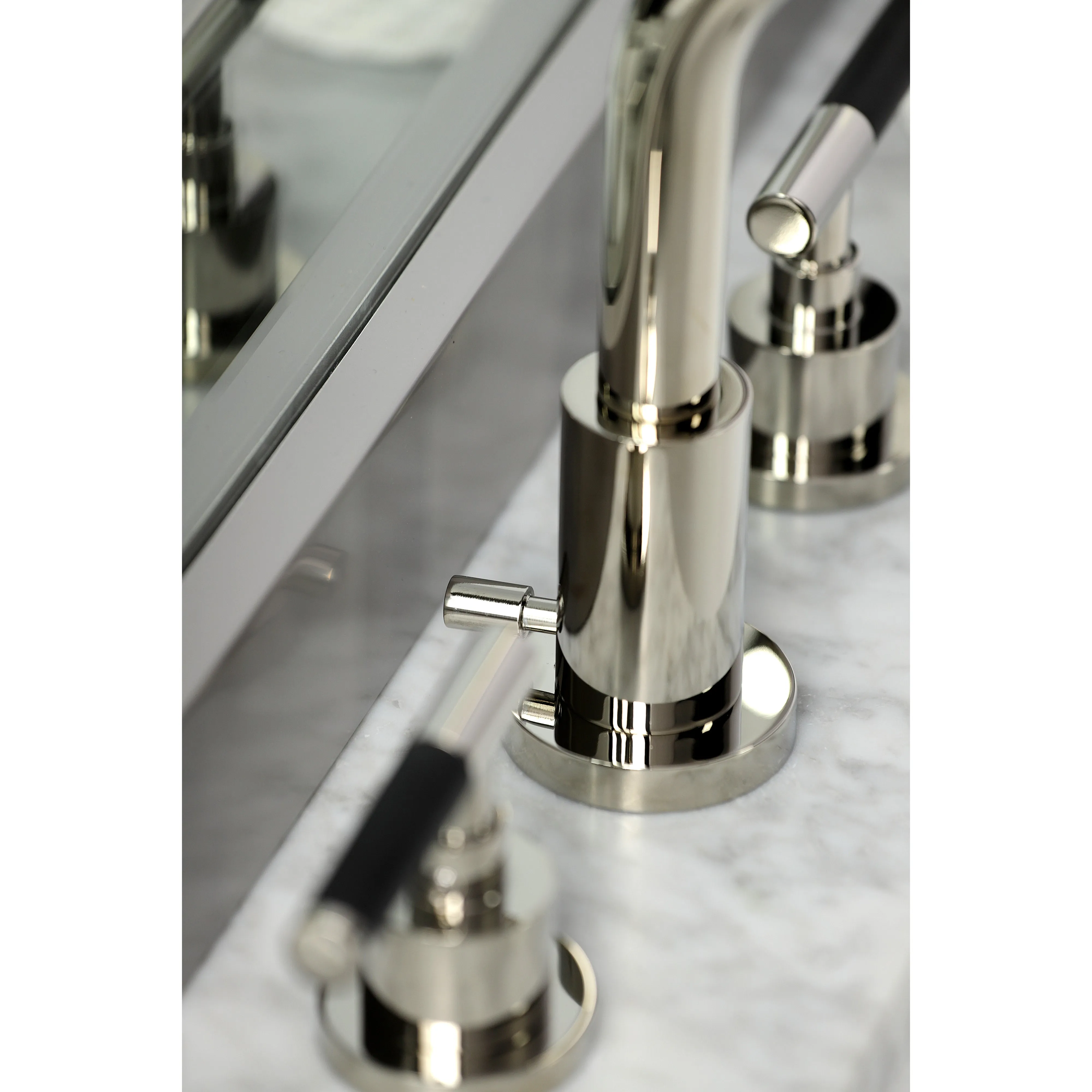 Widespread Bathroom Faucet with Brass Pop-Up