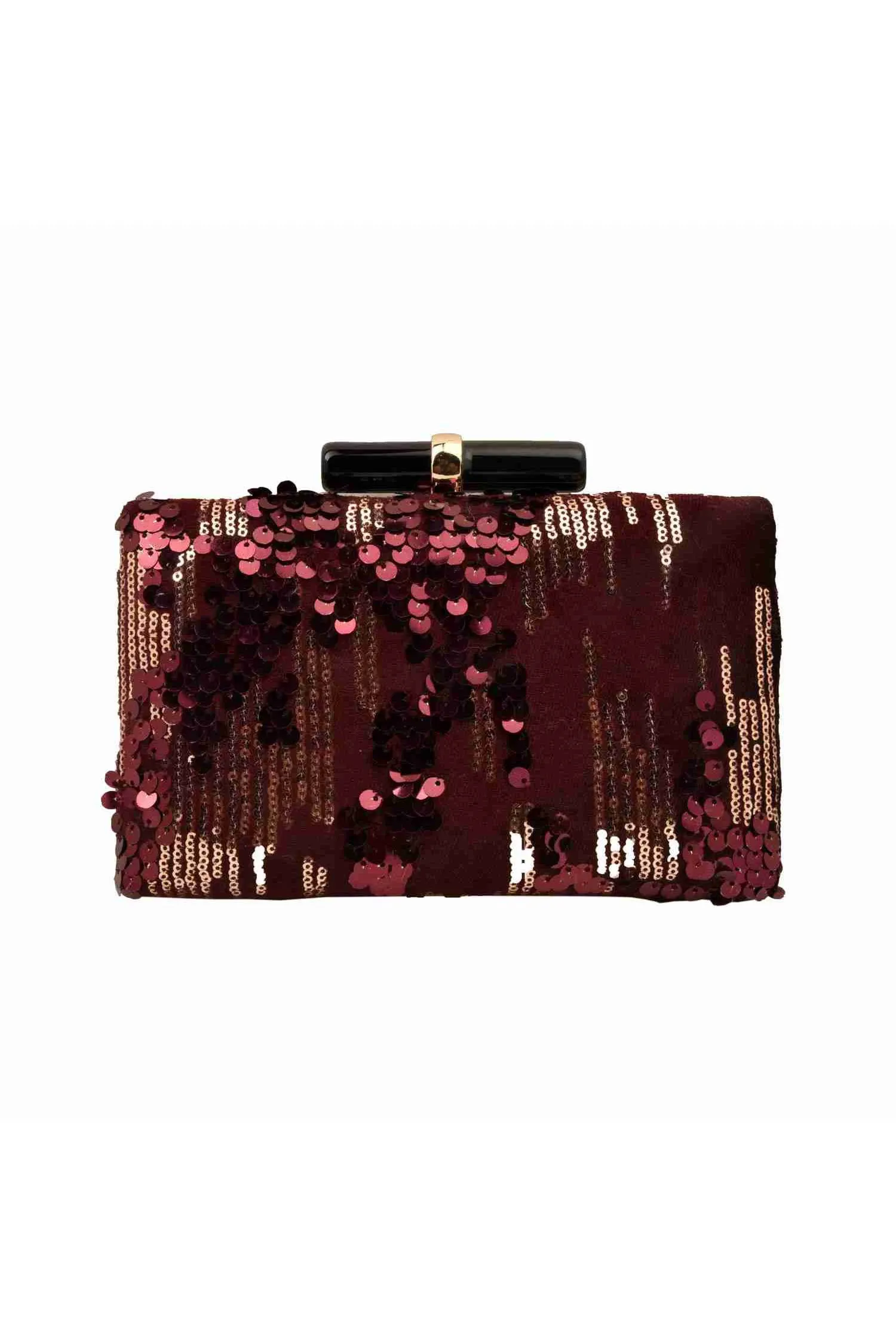 Wine and Gold Sequins Party Clutch