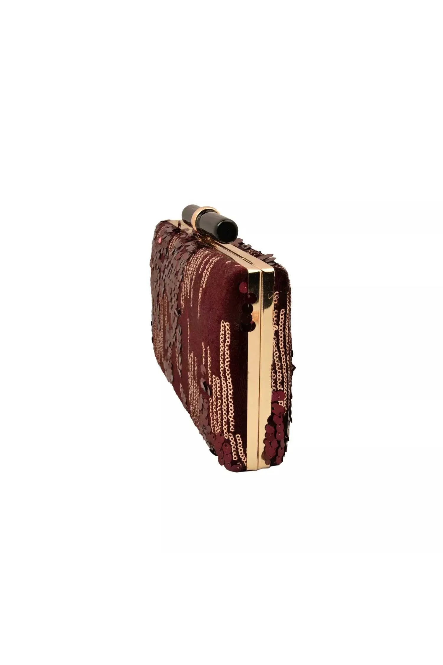 Wine and Gold Sequins Party Clutch