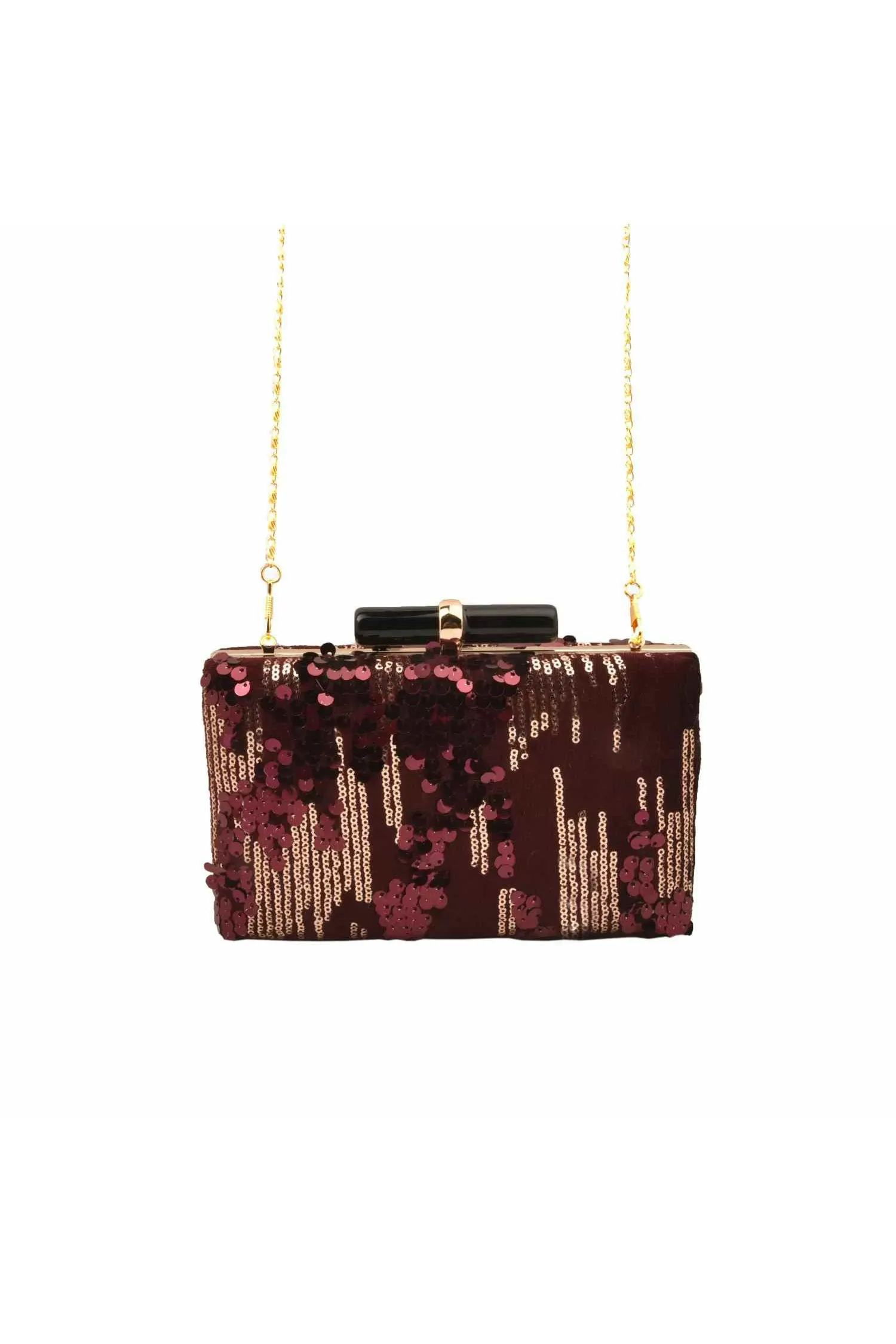 Wine and Gold Sequins Party Clutch