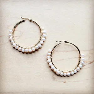 Wire Wrapped Freshwater Pearl Beaded Hoop Earrings - The Jewelry Junkie