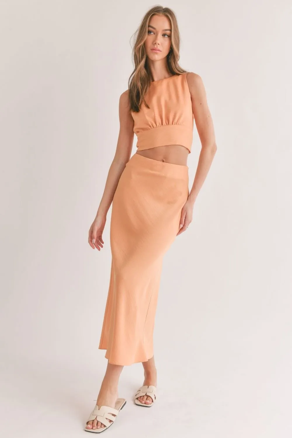 Women's Creamsicle Open Back Tie Top | Apricot